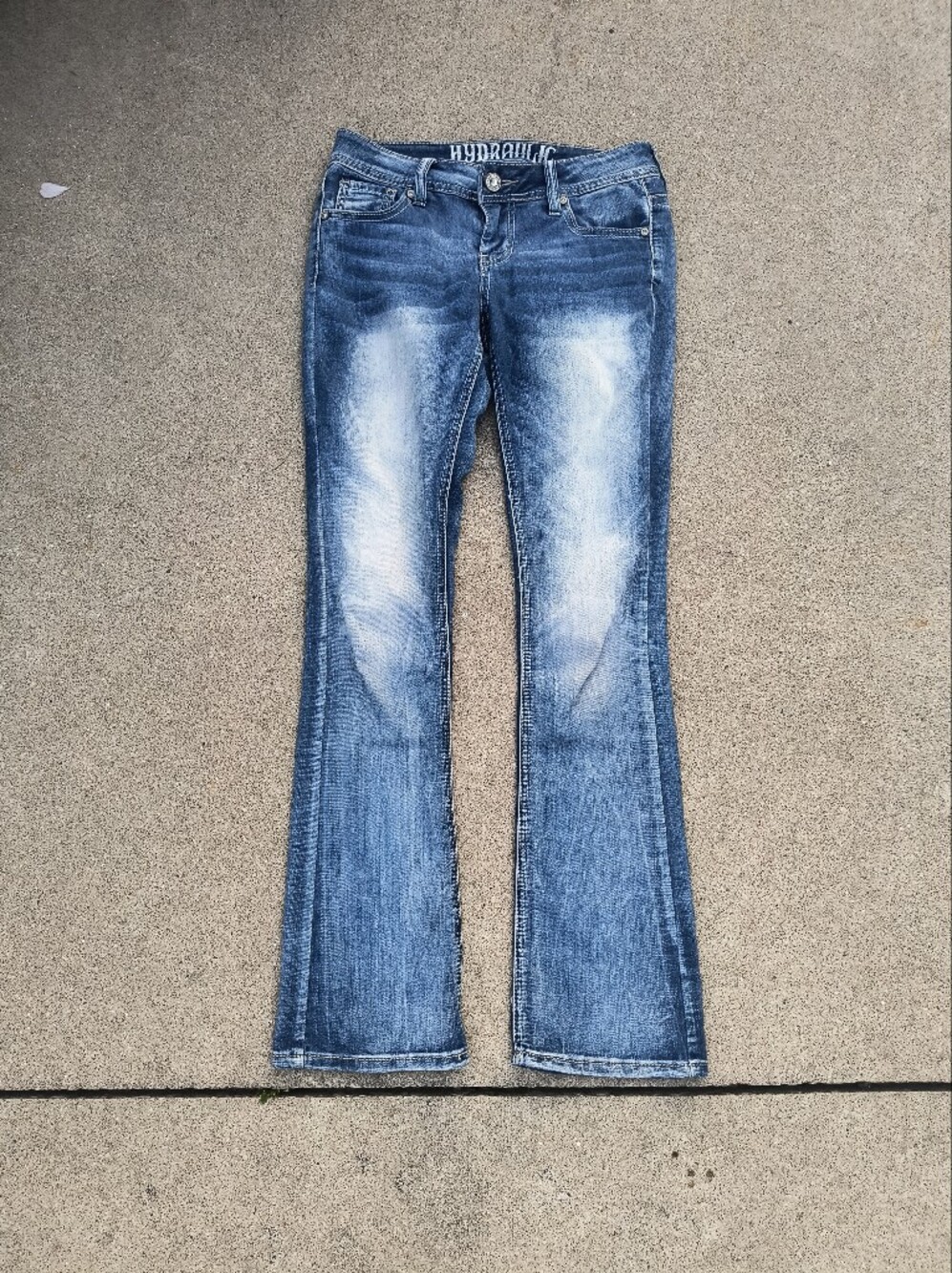 Hydraulic Women's Jeans Stud Low Rise Bootcut Bailey Faded Wash Look Size 3/4